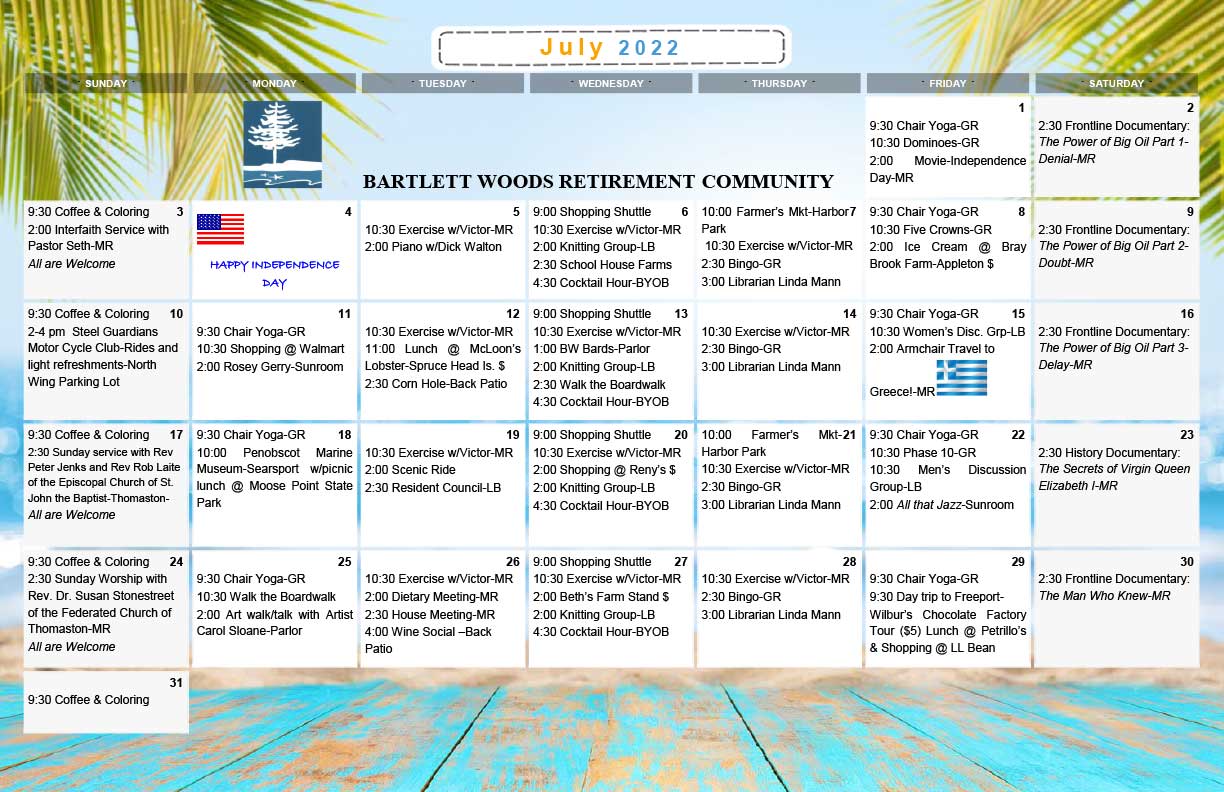 June2022 activities calendar